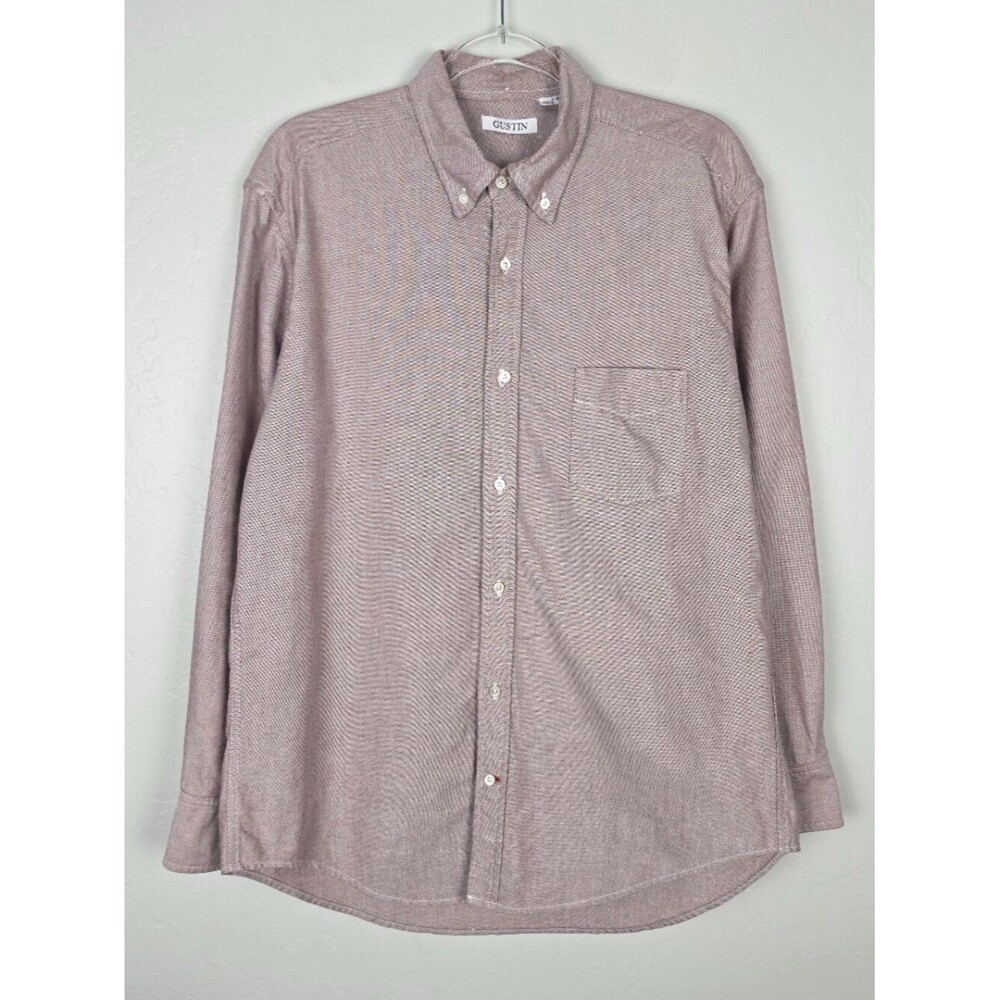 Gustin Button Down Shirt Oxford Cotton Long Sleeve Reddish Brown Size XXL